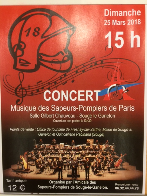 Concert de la Musique des sapeurs pompiers de Paris le 25 mars : programme