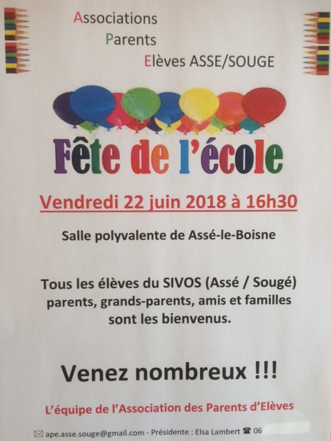 Fête de l’école (rpi Assé Sougé)