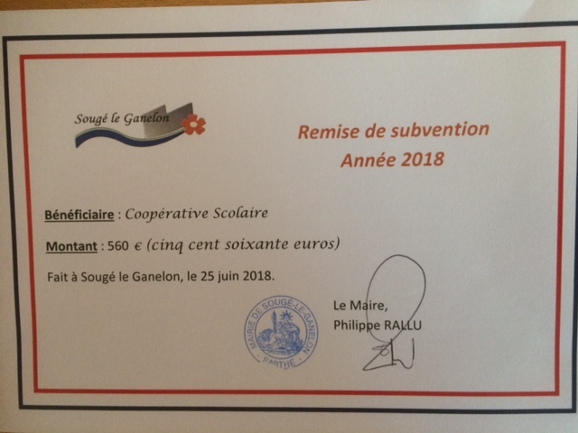 Remise des subventions communales 2018 aux associations